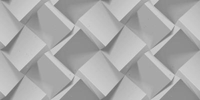 Gray seamless geometric pattern. Realistic volumetric concrete cubes. Vector template for for wallpapers, wrapping paper, backgrounds. Abstract texture with volume extrude effect.