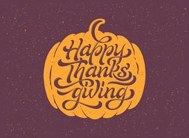 Happy Thanksgiving beautiful lettering. Celebration quote Happy Thanksgiving for stamp, greeting card.  Vector illustration.