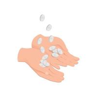 Coins In Hands Composition vector