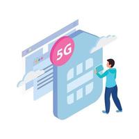 Composición de la tarjeta SIM 5g vector