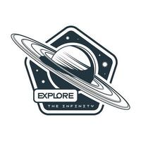 Explore Space Saturn Emblem vector