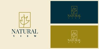 Natural view leaf logo template design vector