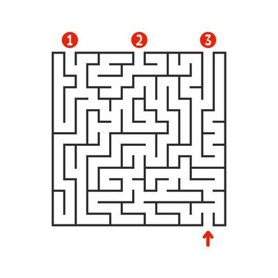 Abstract square maze. Game for kids. Puzzle for children. Find the right path. Labyrinth conundrum. Flat vector illustration isolated on white background.