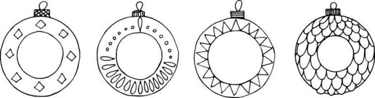 adornos navideños bolas navideñas elementos vectoriales aislados. garabatos de navidad vector