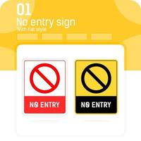 Stop, no entry sign with flat style style isolated on white background. flat vector illustration no entry sign symbol concept for web design, ui, ux, applications, business, company and industrial