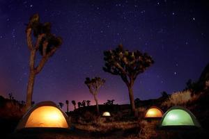 Light Painted Landscape of Camping and Stars