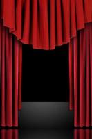 Red Theatre Stage Draped Curtains photo