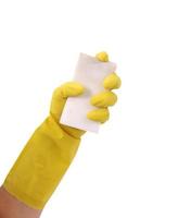 Latex Glove For Cleaning Holding Dirty Sponge photo
