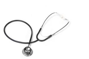 Doctor's Stethoscope on White Background With Empty Copy Space photo