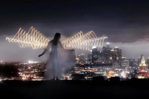 Colorful Long Exposure Image of a Woman photo