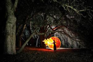 Colorful Long Exposure Image of a Woman photo