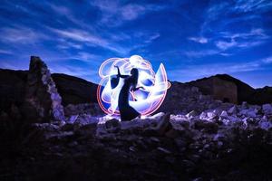 Lovely Model Posing in the Desert at Night photo