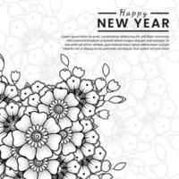 Happy new year 2022 banner or card template with mehndi flower vector