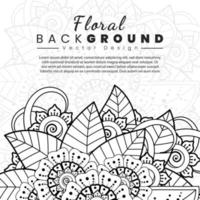 Background with mehndi flowers. Black lines on white background. Banner or card template vector