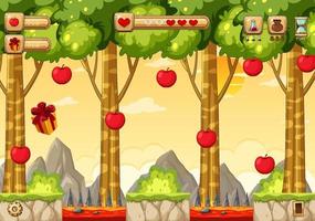 Collecting Apples Game Scene Template vector