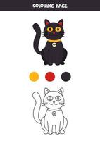 Color cute cartoon Halloween cat. Worksheet for kids. vector