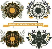 Abstract Floral Monogram Label Collection vector