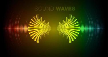 Sound waves oscillating dark light vector