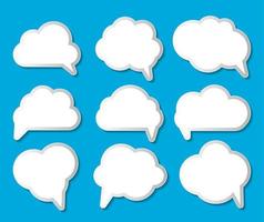 Set of Cloud Shaped Speech Bubbles Vector Illustration