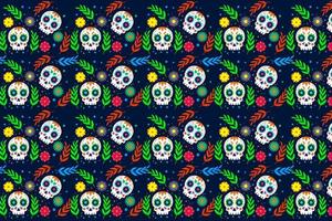 patrón de diseño plano colorido dia de muertos vector