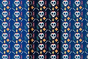 hand drawn day of the dead pattern vector