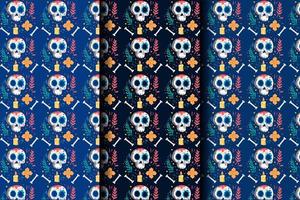 hand drawn day of the dead pattern vector