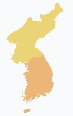 Doodle freehand drawing of North and South Korea map.