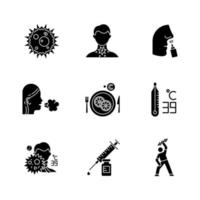 Common cold glyph icons set vector