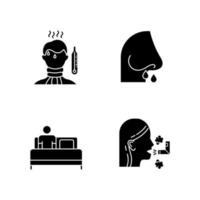 Common cold glyph icons set vector