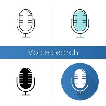 Microphone using modes icons set vector