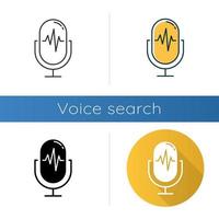 Voice recording process icons set vector