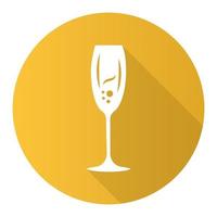 Sparkling wine yellow flat design long shadow glyph icon vector