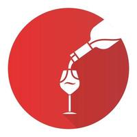 servicio de vino rojo diseño plano larga sombra icono de glifo vector