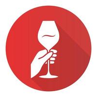 Barman holding glass of wine red flat design long shadow glyph icon vector