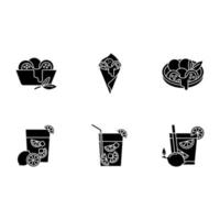 Brazilian cuisine black glyph icons set on white space vector