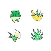 Aloe vera green color icons set vector