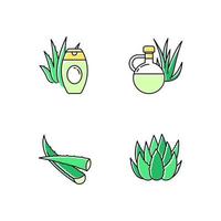 Conjunto de iconos de color verde de aloe vera vector