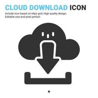 Cloud download icon vector with glyph style isolated on white background. Vector illustration downloading sign symbol icon concept for digital IT, logo, industry, technology, apps, web, UI and project