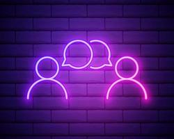 dialogue of people icon. Elements of interview in neon style icons. Simple icon for websites, web design, mobile app, info graphics isolated on brick wall. vector