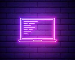 Laptop code neon icon. Elements of data secutity set. Simple icon for websites, web design, mobile app, info graphics vector