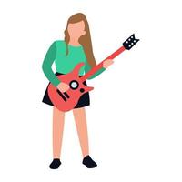 mujer tocando la guitarra vector