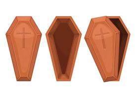 Ilustración de diseño de vector de ataúd de madera aislado sobre fondo blanco