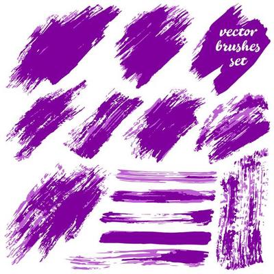 Collection of paint, ink brush strokes, brushes, blots