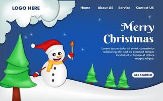 página de inicio para navidad con muñeco de nieve vector