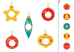 Cut and glue parts of Christmas baubles. vector