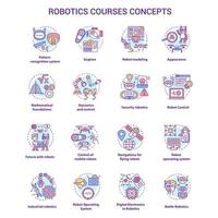 Robotics courses concept icons set vector