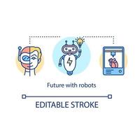 Future with robots concept icon vector