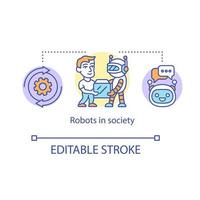 Robots in society concept icon vector