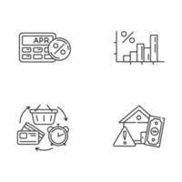Credit linear icons set vector