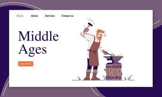 Middle ages landing page vector template